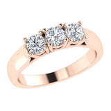 Round Three Stone Diamond Engagement Ring 18K Gold (0.90 ct.t.w). - Thenetjeweler
