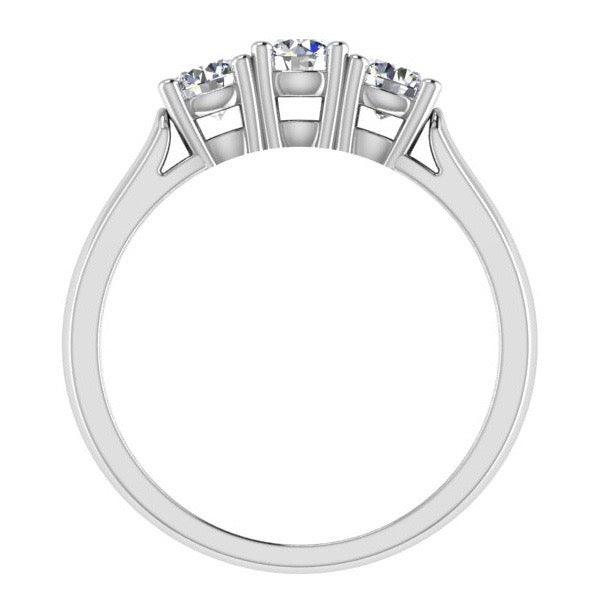 Round Three Stone Diamond Engagement Ring 18K Gold (0.90 ct.t.w). - Thenetjeweler