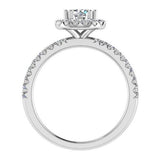 Halo Diamond Engagement Ring & Eternity Band Set 18K Gold - Thenetjeweler