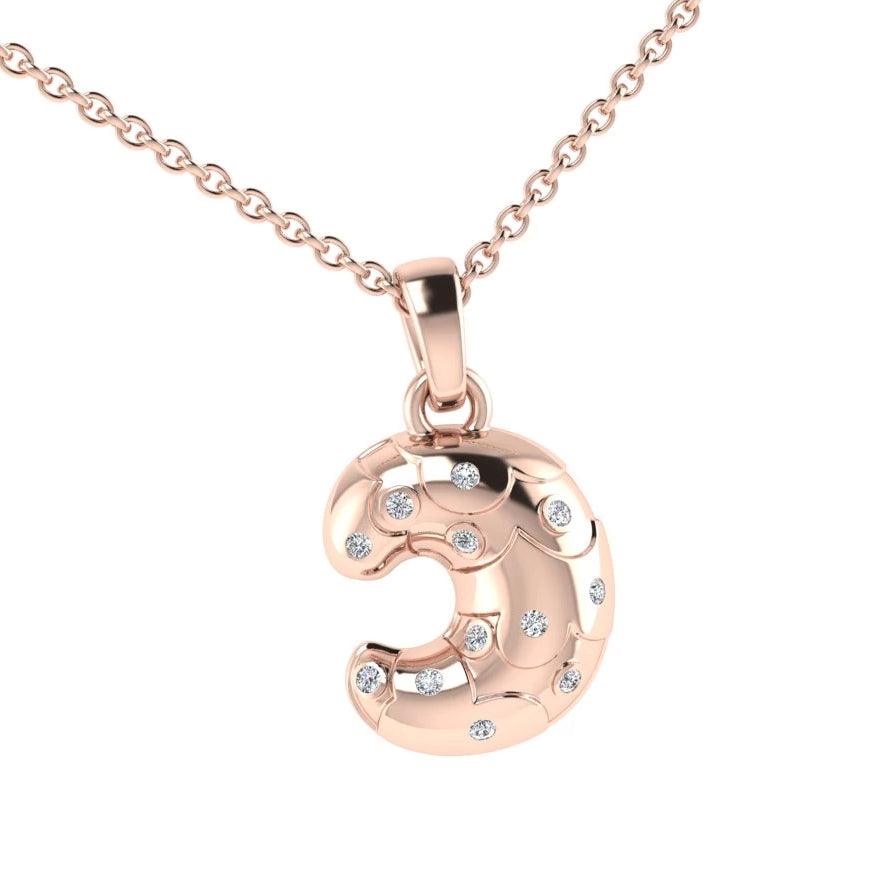 Croissant Pendant Rose Gold with Diamonds - Thenetjeweler