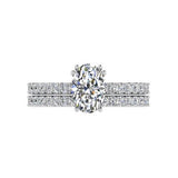Oval Diamond Engagement Ring and Eternity Band Set 18K Gold - Thenetjeweler