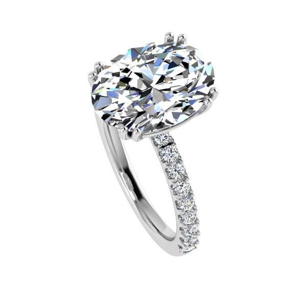 Oval Diamond Double Prong Engagement Ring 18K White Gold 0.28 ct wt - Thenetjeweler
