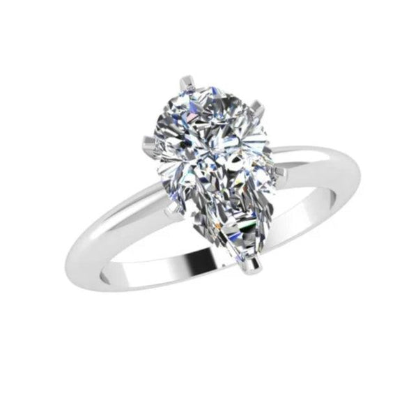 Pear Diamond Engagement Ring 18K White Gold - Thenetjeweler