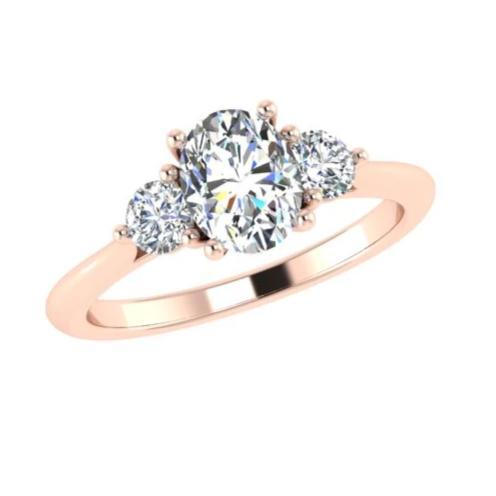 Three Stone Oval Diamond Engagement Ring - Thenetjeweler
