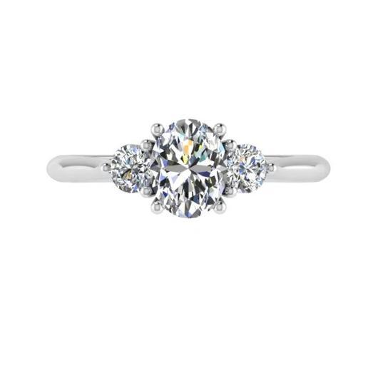 Three Stone Oval Diamond Engagement Ring - Thenetjeweler