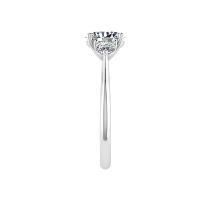 Three Stone Oval Diamond Engagement Ring - Thenetjeweler