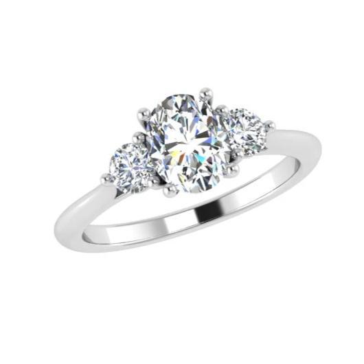 Three Stone Oval Diamond Engagement Ring - Thenetjeweler