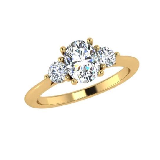 Three Stone Oval Diamond Engagement Ring - Thenetjeweler