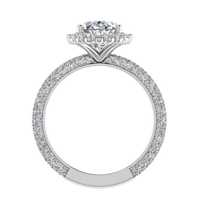 Oval cut halo diamond engagement ring 18K Gold (1.19 ct. tw) - Thenetjeweler