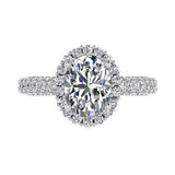 Oval cut halo diamond engagement ring 18K Gold (1.19 ct. tw) - Thenetjeweler