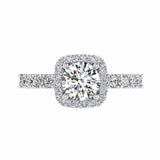 Cushion Halo Round Cut Diamond Engagement Ring 18K Gold - Thenetjeweler