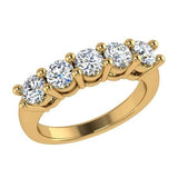 5 Diamond Semi Eternity Ring 18K Gold (1.25 ct.tw) - Thenetjeweler