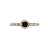 Hexagon Halo Black Diamond Ring - Thenetjeweler