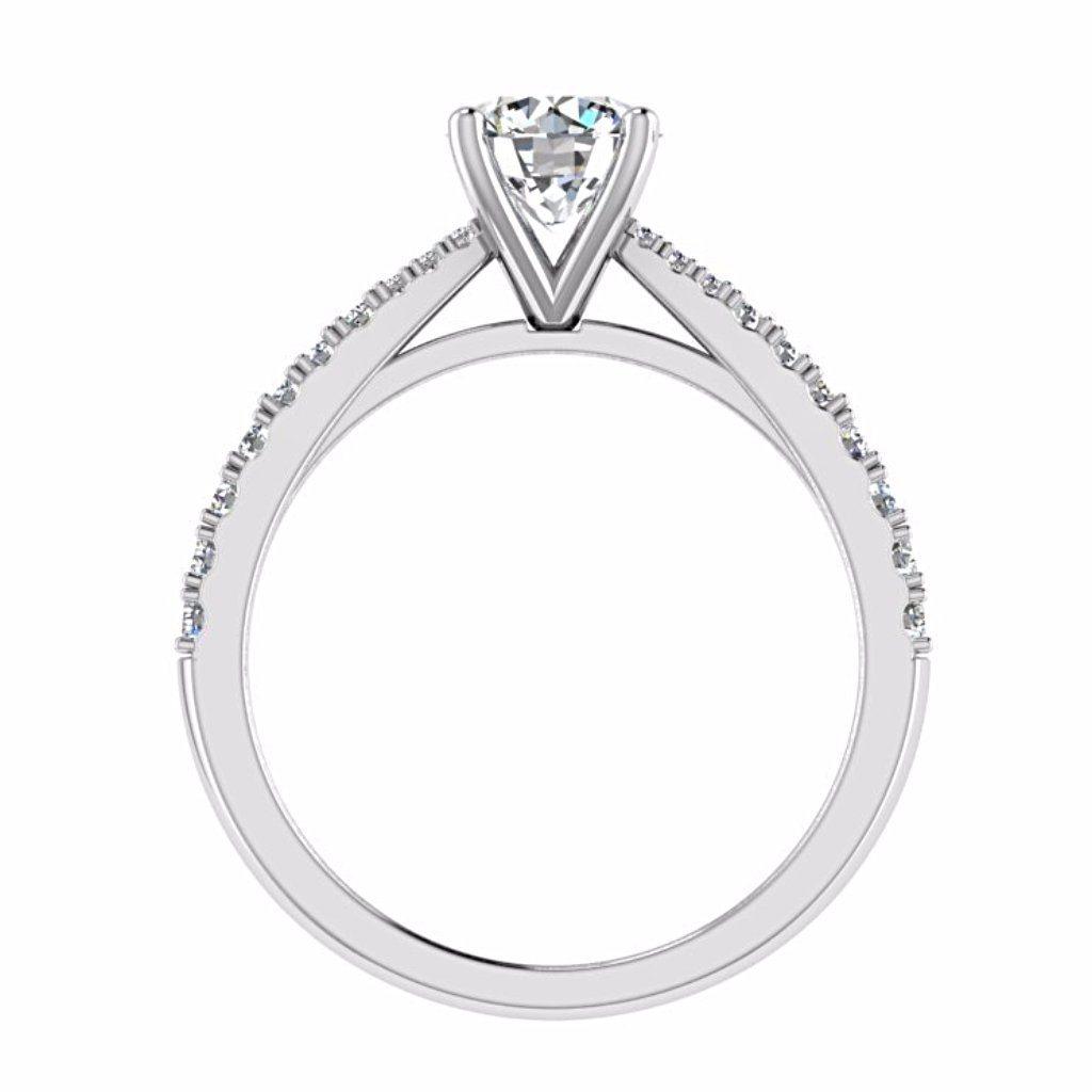 Round Diamond Side Stone Engagement Ring 18K Gold - Thenetjeweler