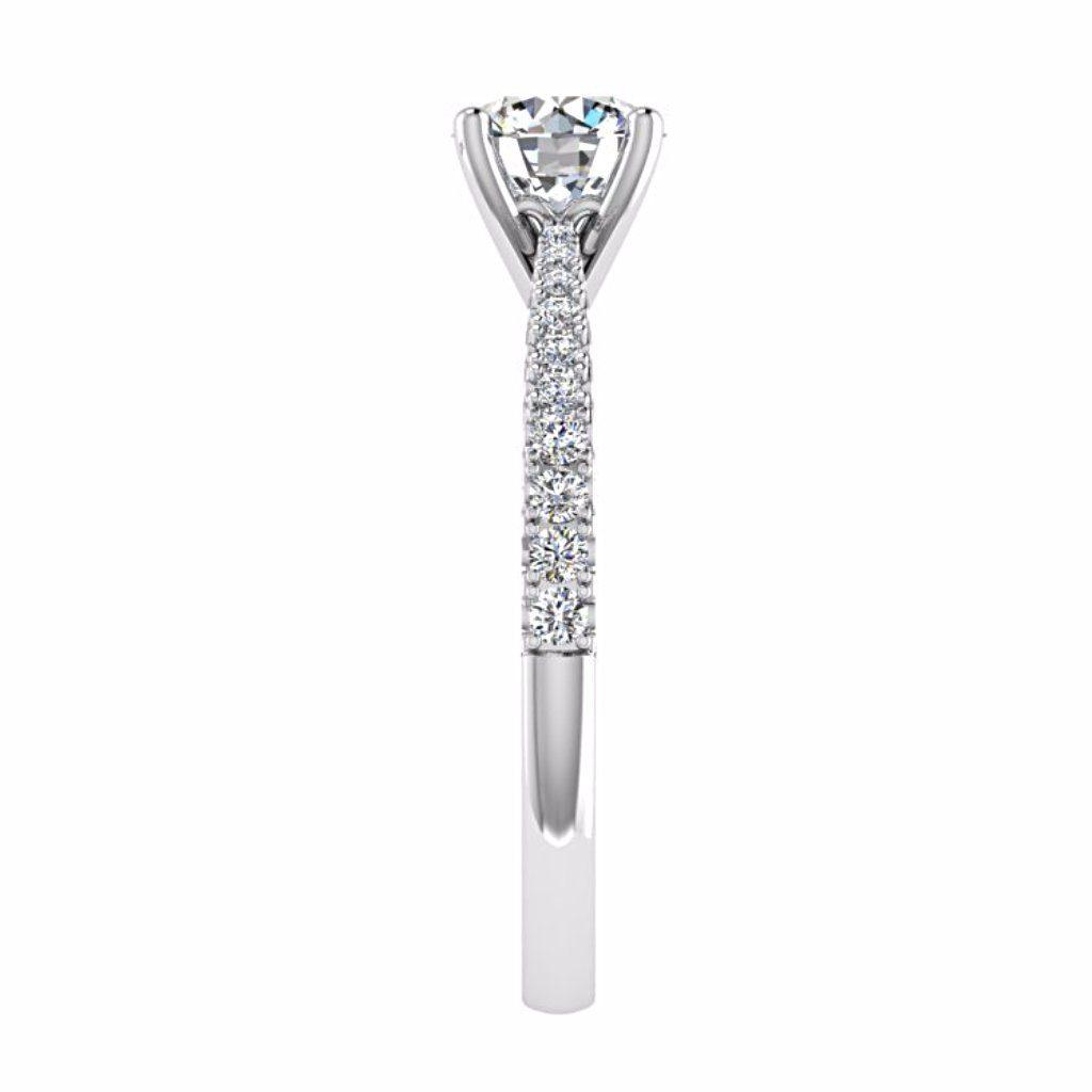 Round Diamond Side Stone Engagement Ring 18K Gold - Thenetjeweler