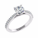 Round Diamond Side Stone Engagement Ring 18K Gold - Thenetjeweler