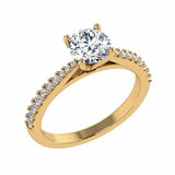 Round Diamond Side Stone Engagement Ring 18K Gold - Thenetjeweler