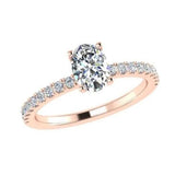Oval Diamond Engagement Ring with Side Stones 0.26cts - Thenetjeweler