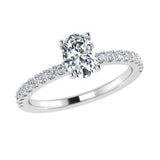 Oval Diamond Engagement Ring with Side Stones 0.26cts - Thenetjeweler
