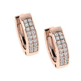 Diamond Huggie Hoop Earrings Two-Row 14k White Gold - Thenetjeweler