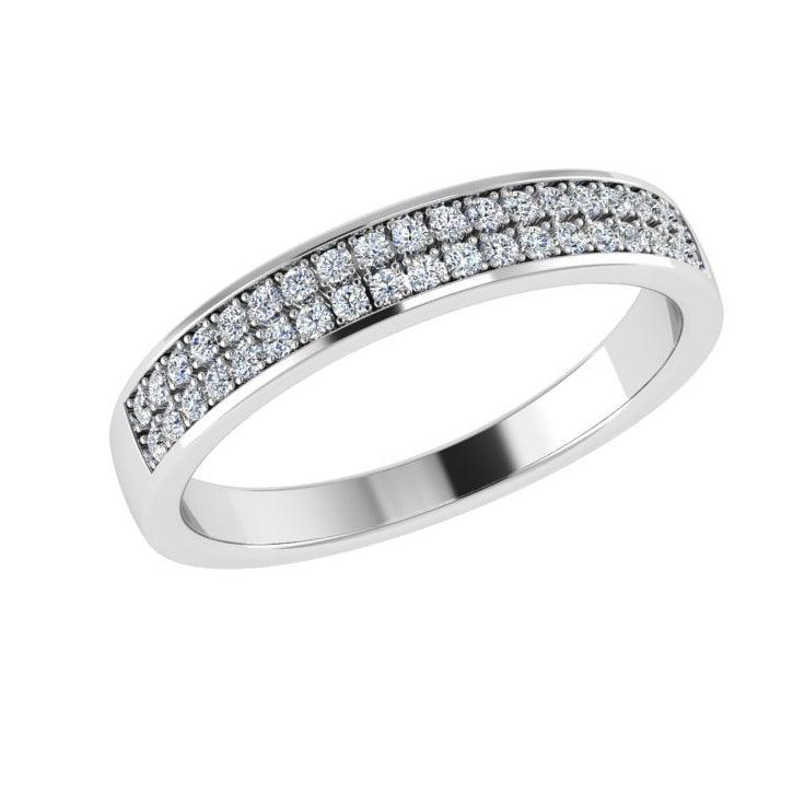 Half Eternity Rose Gold Ring 2 Row Diamonds - Thenetjeweler