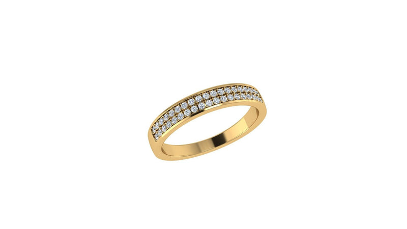Half Eternity Rose Gold Ring 2 Row Diamonds - Thenetjeweler