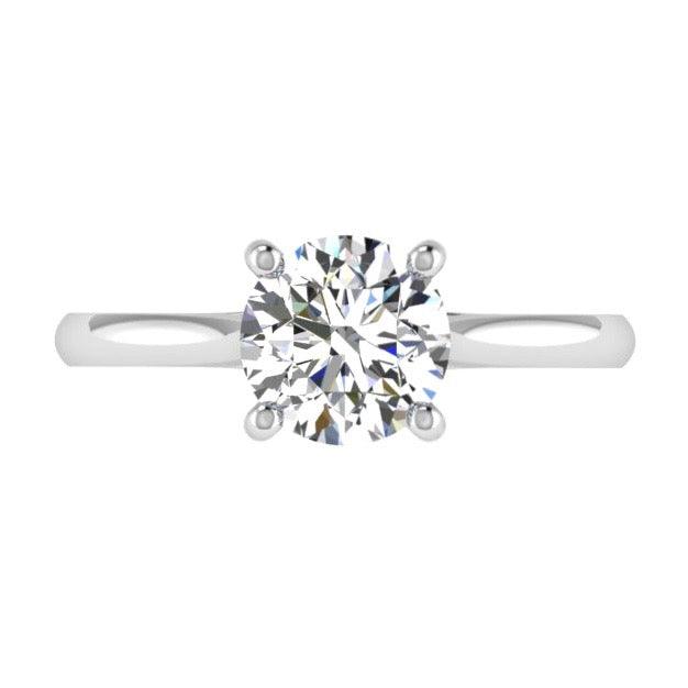 4 Prong Round Diamond Solitaire Engagement Ring 18K Gold - Thenetjeweler