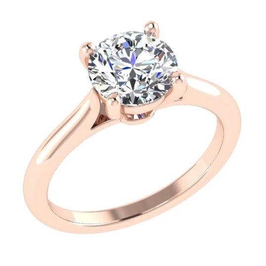 4 Prong Round Diamond Solitaire Engagement Ring 18K Gold - Thenetjeweler