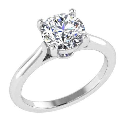 4 Prong Round Diamond Solitaire Engagement Ring 18K Gold - Thenetjeweler