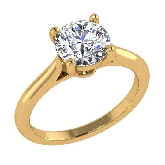 4 Prong Round Diamond Solitaire Engagement Ring 18K Gold - Thenetjeweler