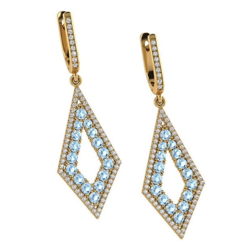 Diamond and Blue Topaz Drop Earrings - Thenetjeweler