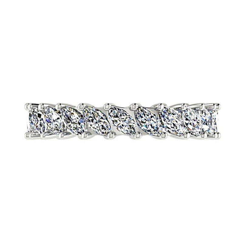 Marquise Cut Diamond Eternity Ring 18K White Gold - Thenetjeweler