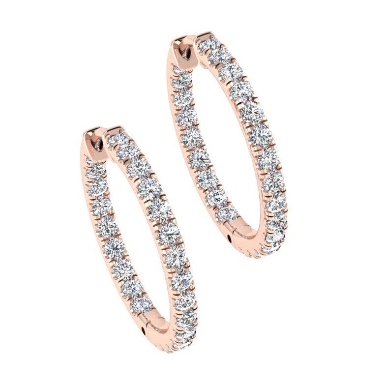 Inside Outside Diamond Hoop Earrings 18K Gold (4.40 ct. tw) - Thenetjeweler