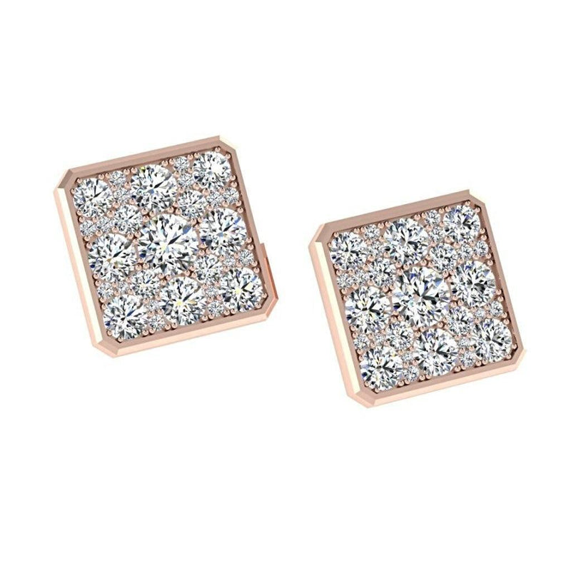 Square Diamond Earrings 18K White Gold - Thenetjeweler