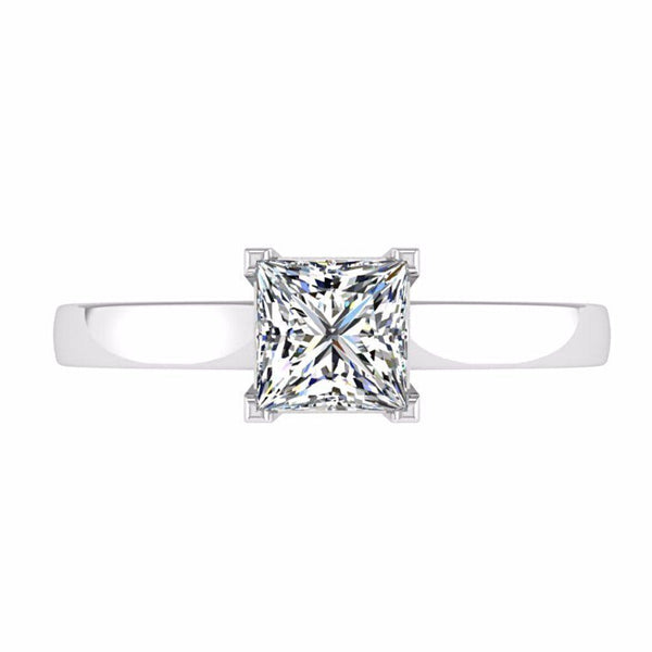 Princess Cut Solitaire Diamond Engagement Ring 18K Gold - Thenetjeweler