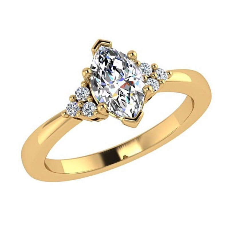 Marquise Diamond Engagement Ring with Side Stone 18K Gold - Thenetjeweler