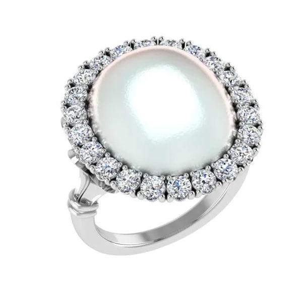 Mabe Pearl Diamond Halo Ring - Thenetjeweler