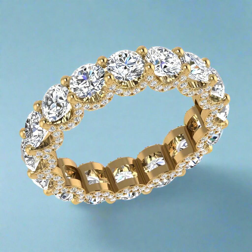 Round Diamond Eternity Ring 18K Gold 4.0 CARAT - Thenetjeweler