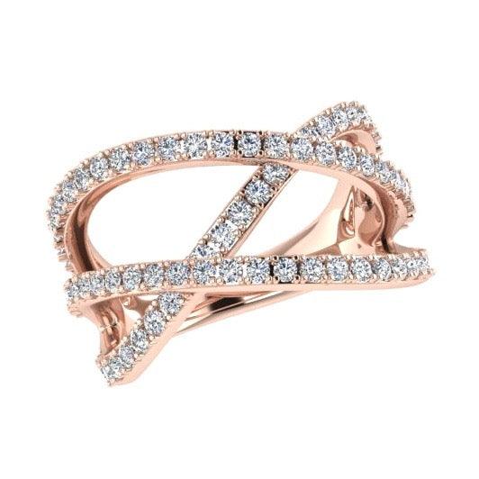3 Way Diamond Crossover Ring 14K Gold - Thenetjeweler