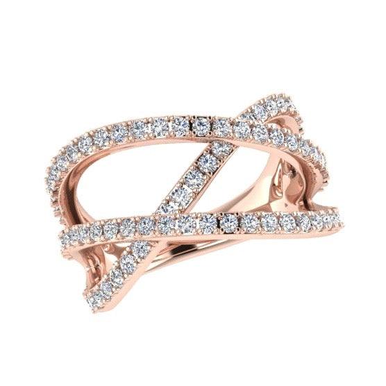 3 Way Diamond Crossover Ring 14K Gold (0.60 ct.tw.) - Thenetjeweler