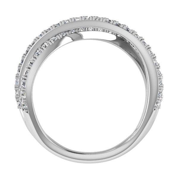 3 Way Diamond Crossover Ring 14K Gold - Thenetjeweler