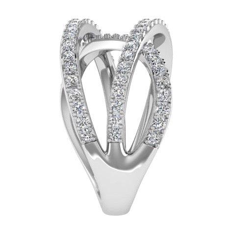 3 Way Diamond Crossover Ring 14K Gold - Thenetjeweler