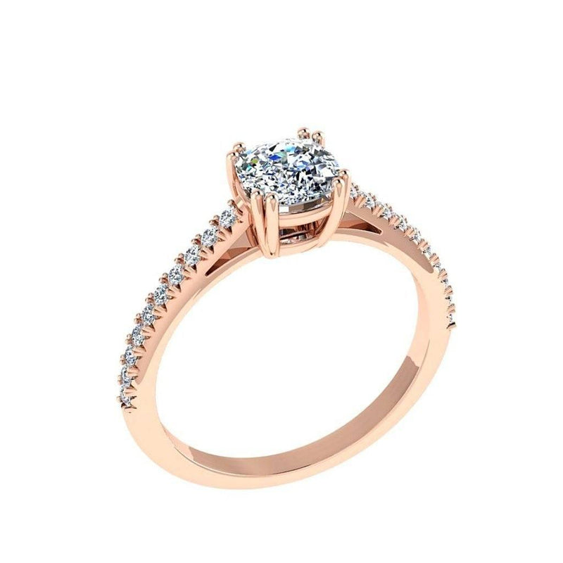 Cushion Diamond Engagement Ring Side Stones 18K Gold (0.16 ct. tw.) - Thenetjeweler