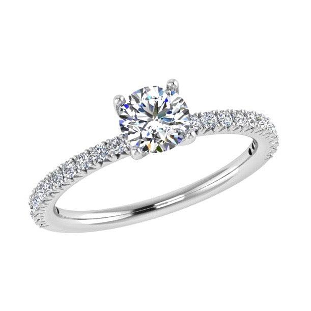Round Diamond Engagement Ring with Side Stones 18K Gold (0.22 ct. tw) - Thenetjeweler