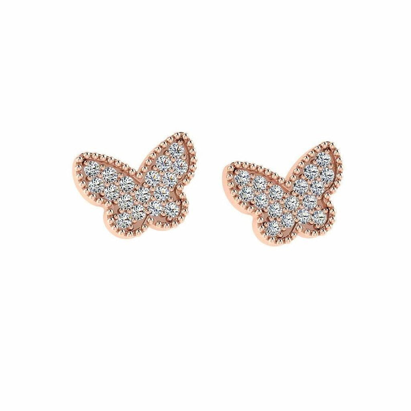 Butterfly Diamond Earrings 14K White Gold - Thenetjeweler