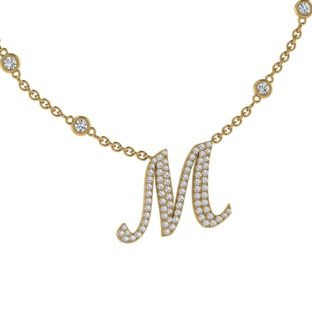 Diamond Initial Pendant Necklace 18K Gold (0.67 CT. TW) - Thenetjeweler