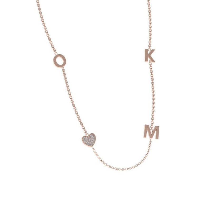 Initial Charm Necklace with Diamonds - Thenetjeweler