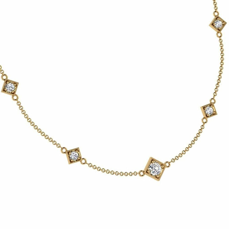 14 Yellow Gold Princess Diamonds by The Yard Station Necklace 2.5 ctw |  Sarraf.com