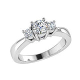 Round Three Stone Diamond Engagement Ring 18K Gold (0.15 ct. tw) - Thenetjeweler