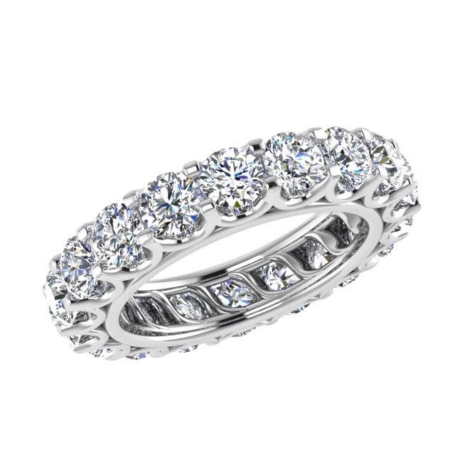 Round Pave Diamond Eternity Ring 18K White Gold (3.69 ct. tw) - Thenetjeweler